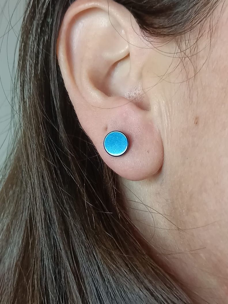 Aros Barbell Punk Black Rock Hombre Mujer Moda Juvenil 8mm Azul-4