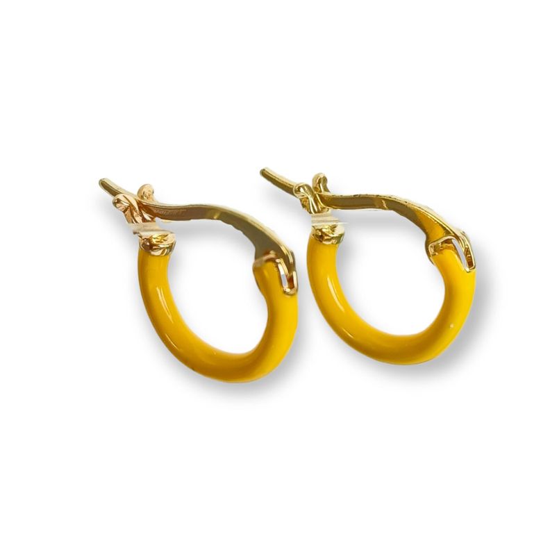 Argollas Huggies chapadas en oro 18k Amarillo Neon -0