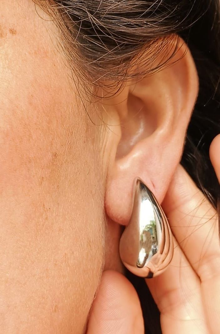 Aros Gota Chapado En Plata Earcuff Sin Perforación-3