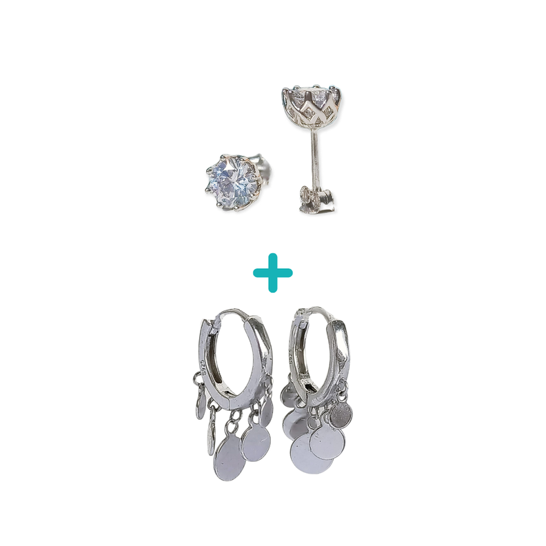 Pack De Aros Punto Luz Argollas Huggies Plata 925 Piercing-0