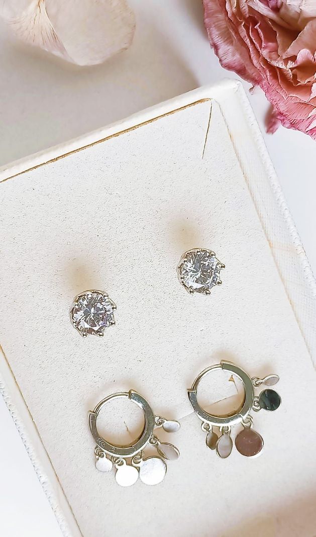 Pack De Aros Punto Luz Argollas Huggies Plata 925 Piercing-5