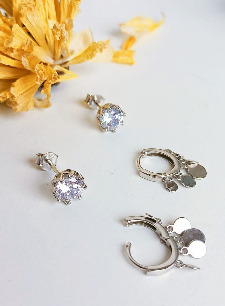 Pack De Aros Punto Luz Argollas Huggies Plata 925 Piercing-7