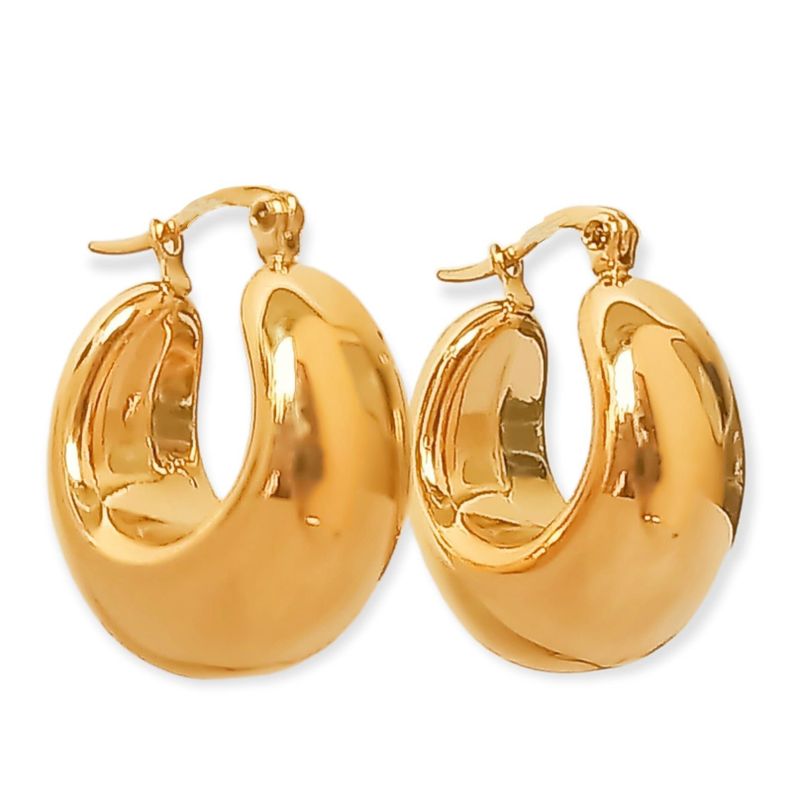 Argollas Hoop Chunky Liviana Chapada En Oro 18k-0