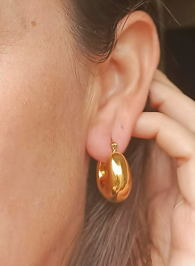 Argollas Hoop Chunky Liviana Chapada En Oro 18k-2
