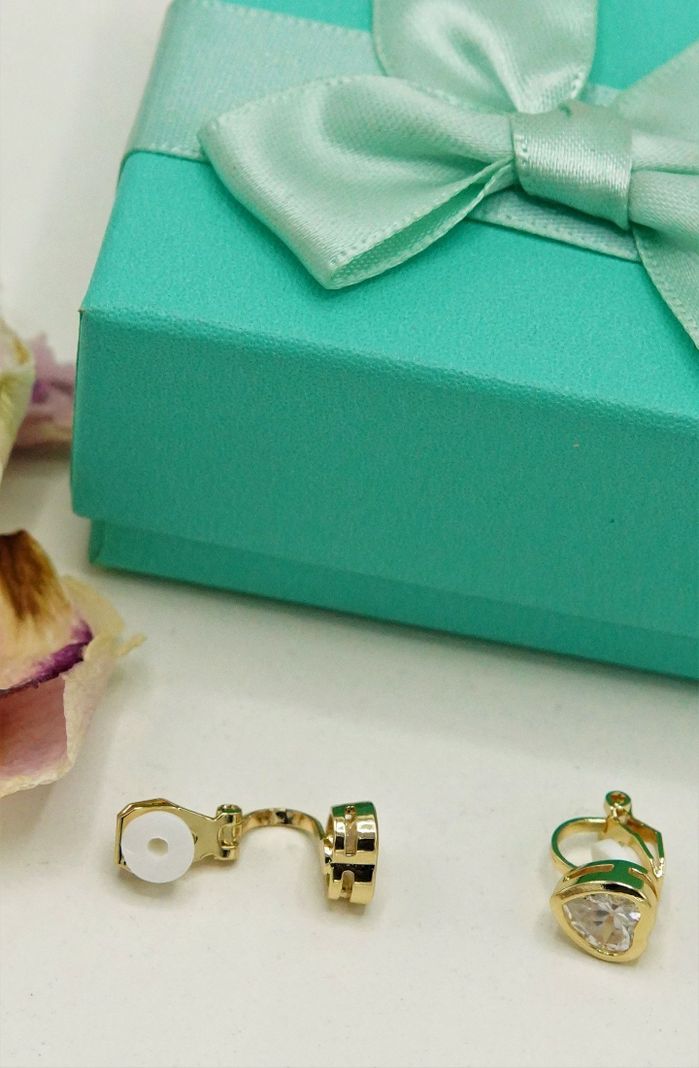 Aros Sin Perforacion corazon punto de luz bañado En Oro 18k-2