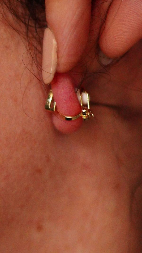 Aros Sin Perforacion corazon punto de luz bañado En Oro 18k-4
