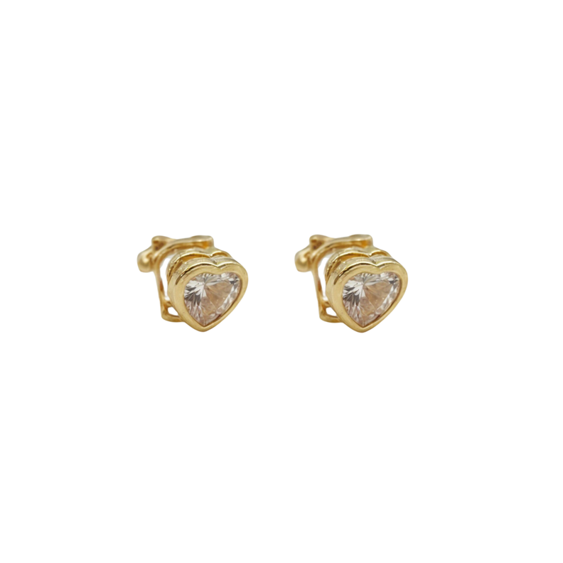 Aros Sin Perforacion corazon punto de luz bañado En Oro 18k-6