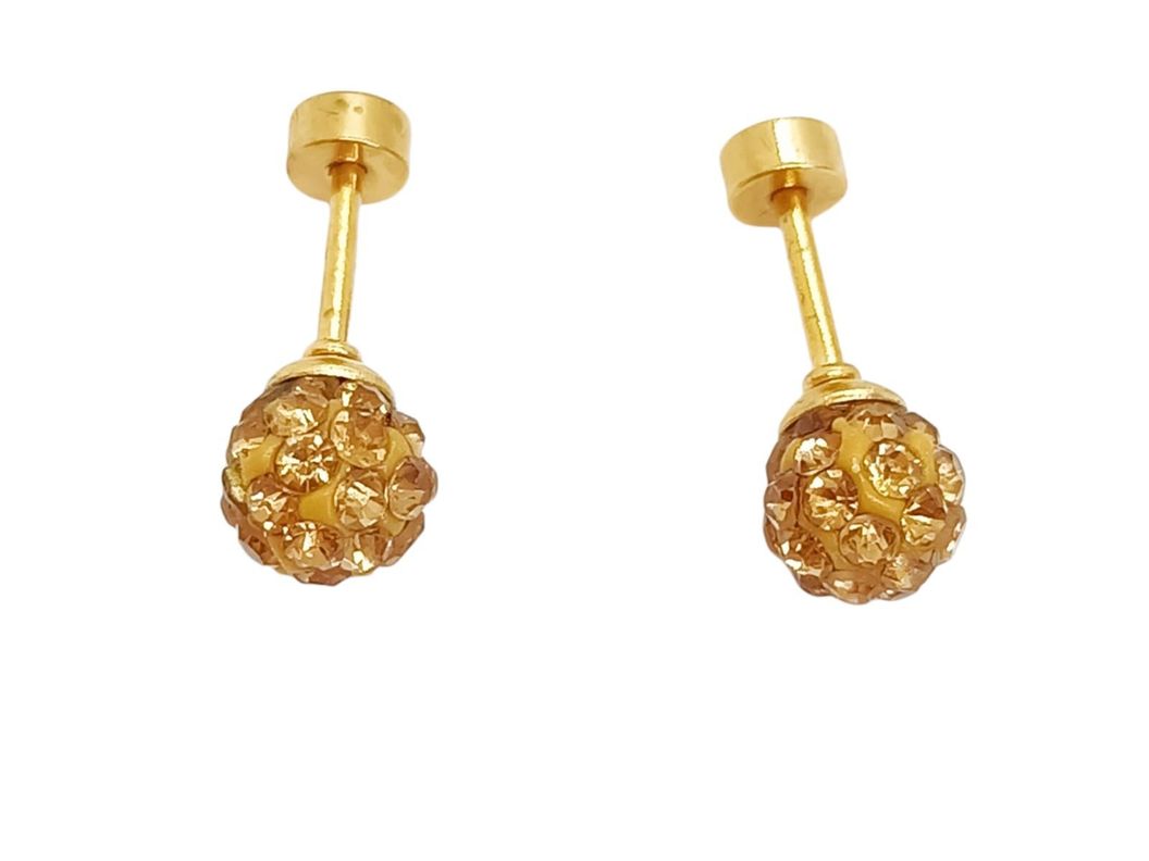Aros Punto Luz Acero Bola Fuego rosa Chapado Oro-4
