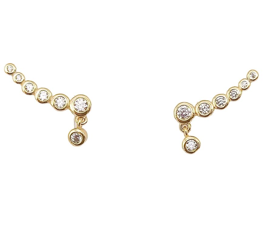 Aros Trepadores modelo Constelación Plata S925 Chapado En Oro 18k-0