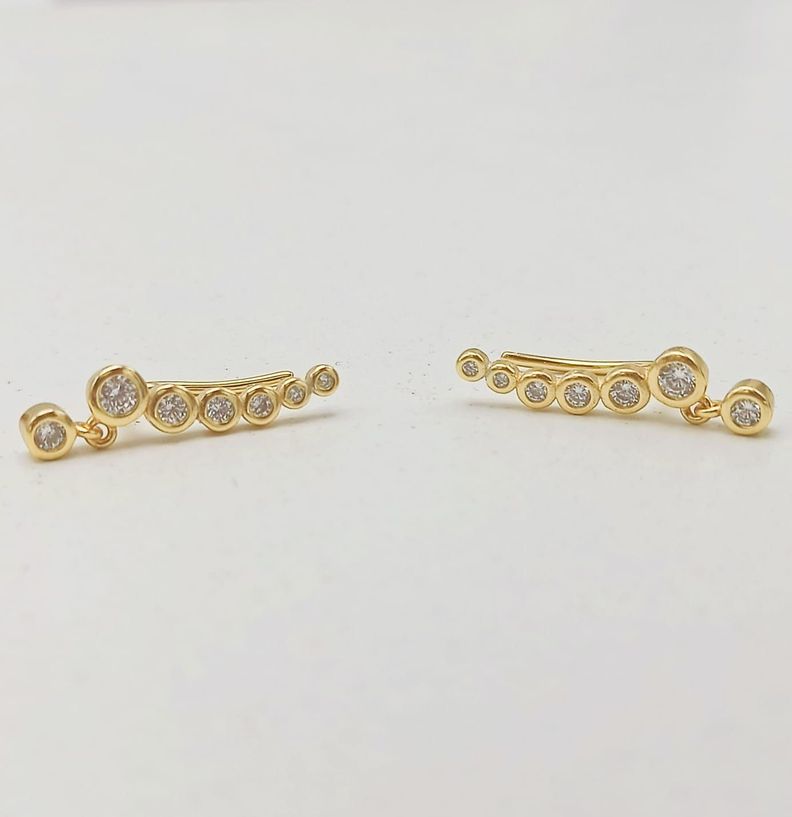 Aros Trepadores modelo Constelación Plata S925 Chapado En Oro 18k-4