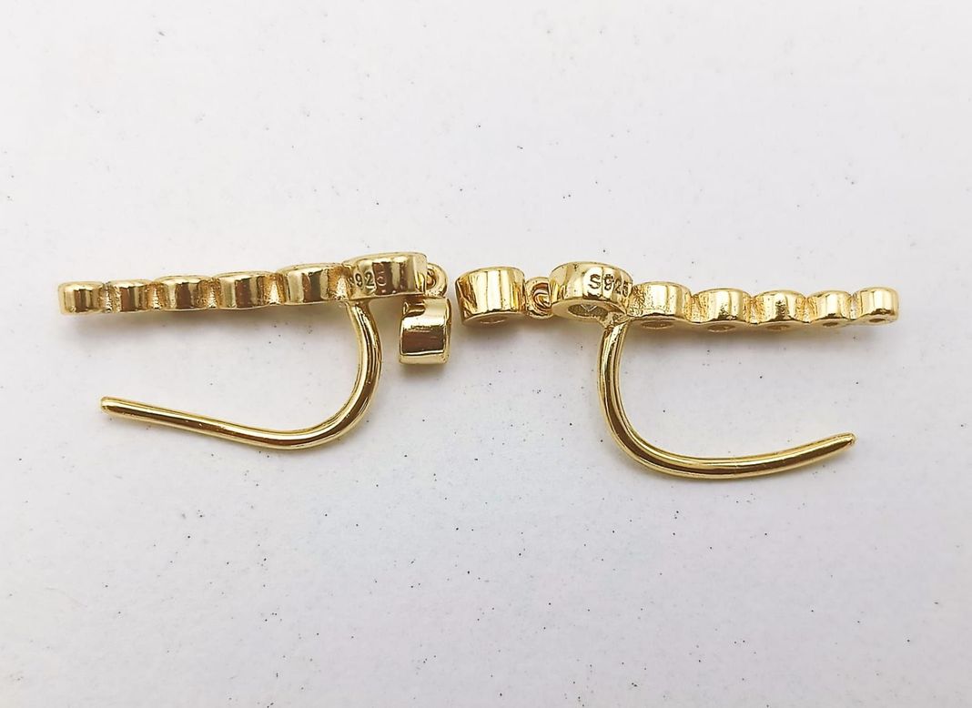 Aros Trepadores modelo Constelación Plata S925 Chapado En Oro 18k-5