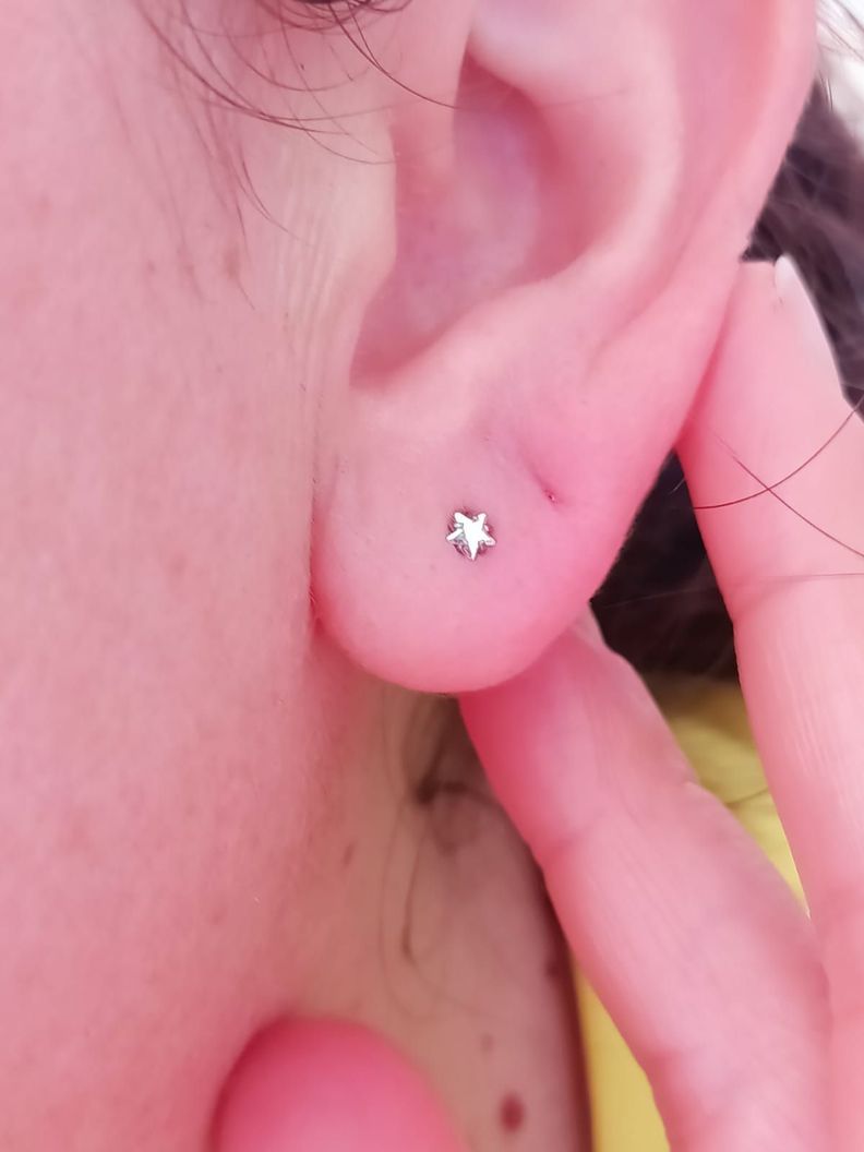 Aros Punto de Luz Acero Inoxidable Tornasol Zirconio Estrella 3mm-5