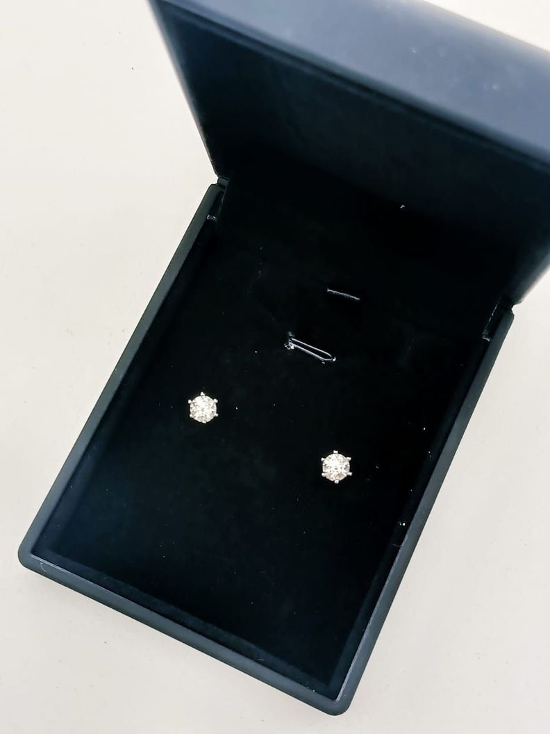 Aros Punto Luz 5mm Piercing Plata 925 Moissanita Certificada-1