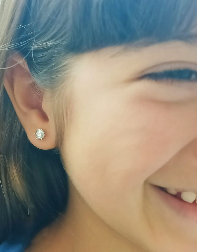 Aros Punto Luz 5mm Piercing Plata 925 Moissanita Certificada-2