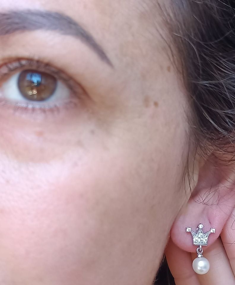 Pendientes Seguridad Hipoalergénicos Corona con perla-1