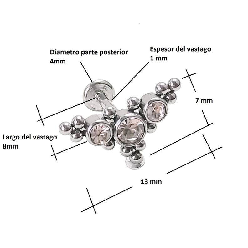 Piercing Oreja Tragus Conch Labret Modelo Triangular Hipoalergenico Unidad-7