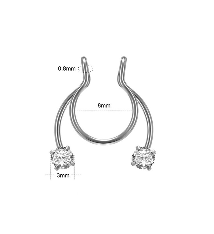 Piercing Zirconia Sin Hoyos Sin Perforación Septum zirconio blanco-3