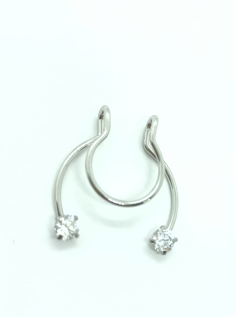 Piercing Zirconia Sin Hoyos Sin Perforación Septum zirconio blanco-0