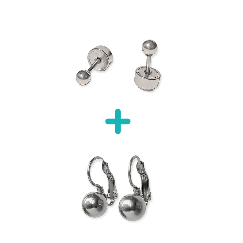 Pack De Aros Abridor Argollas Huggies Hipoalergenica Esferas Plata