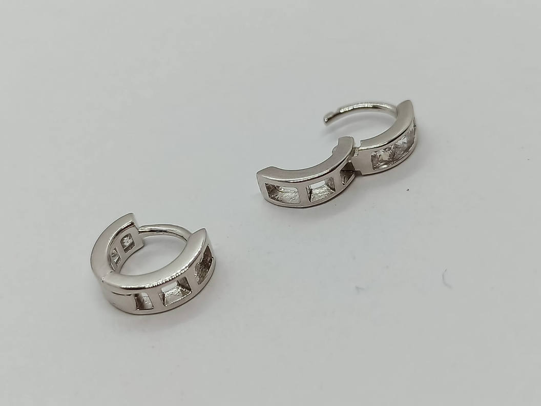 Argollas Chicas Zirconia Brillo Plata 925 Niñas Adultos Amor-2