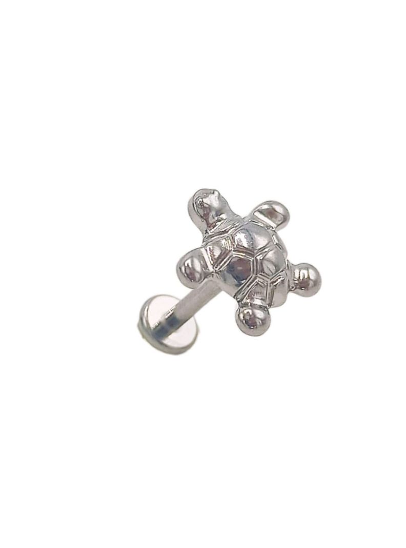 Piercing Labret Astm F136 G23 Acero Titanio Tortuga Tragus-0