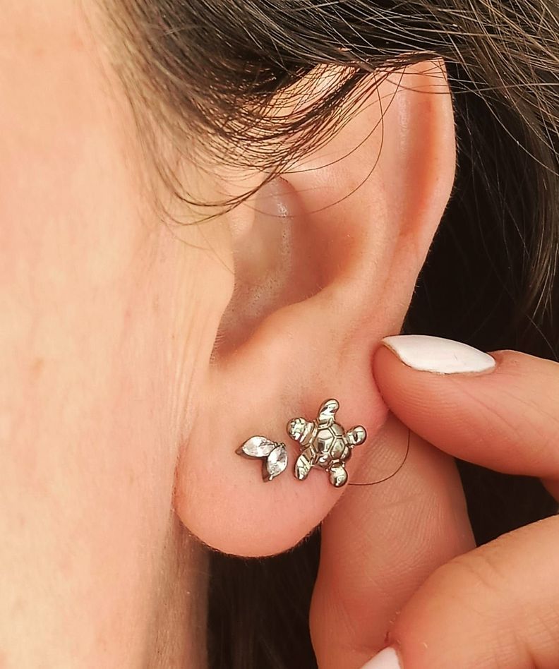 Piercing Labret Astm F136 G23 Acero Titanio Tortuga Tragus-2