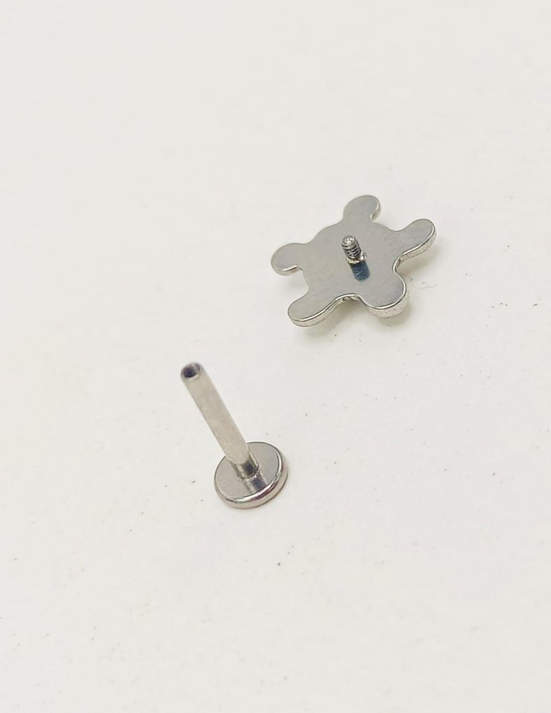 Piercing Labret Astm F136 G23 Acero Titanio Tortuga Tragus-4