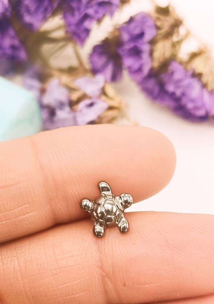 Piercing Labret Astm F136 G23 Acero Titanio Tortuga Tragus-7
