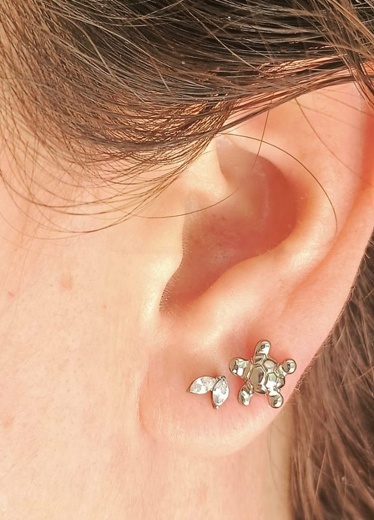 Piercing Labret Astm F136 G23 Acero Titanio Tortuga Tragus-8