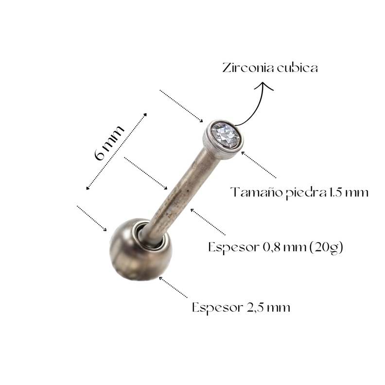 Piercing punto de luz facial oreja titanio ASTM F136 G23 plateado-2