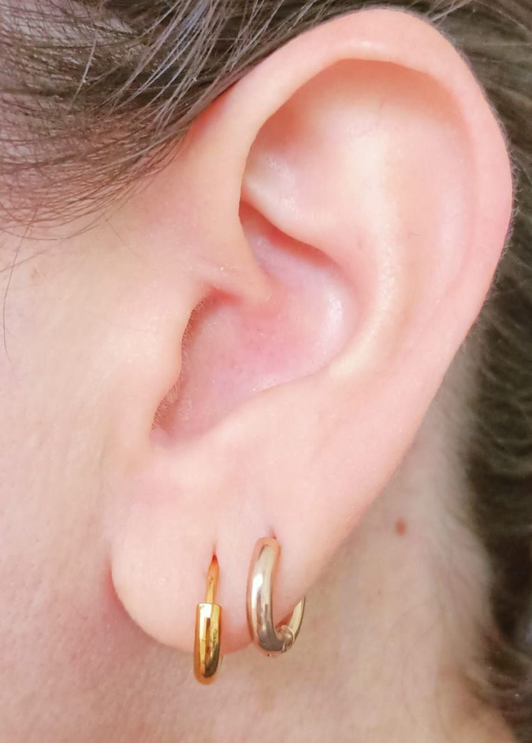 Pack 2 Par De Argollas Piercing Orejas Chapadas En Oro 18k-2