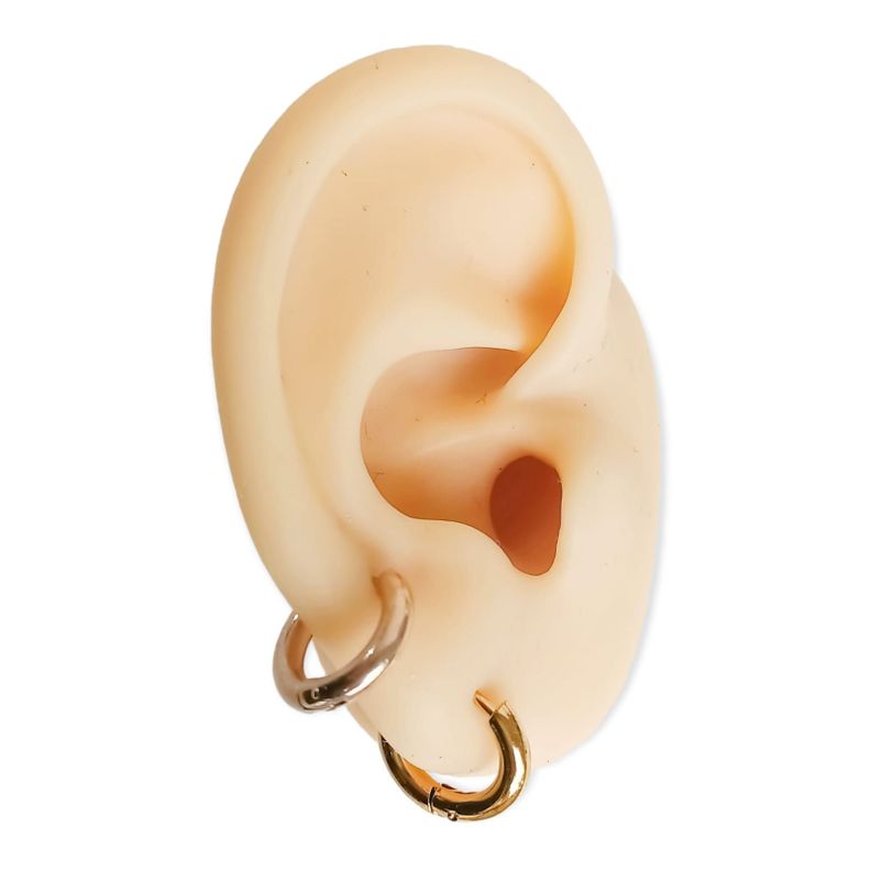 Pack 2 Par De Argollas Piercing Orejas Chapadas En Oro 18k-3