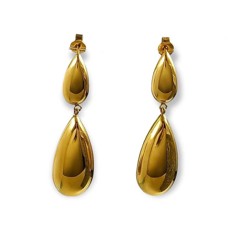 Pendientes tipo Drop gota Largos Espejo Elegantes Chapado En Oro Lujo Dorado