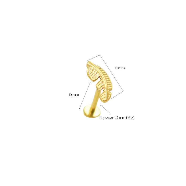 Piercing Labret Titanio Astm F136 G23 Hoja Chapada En Oro-3