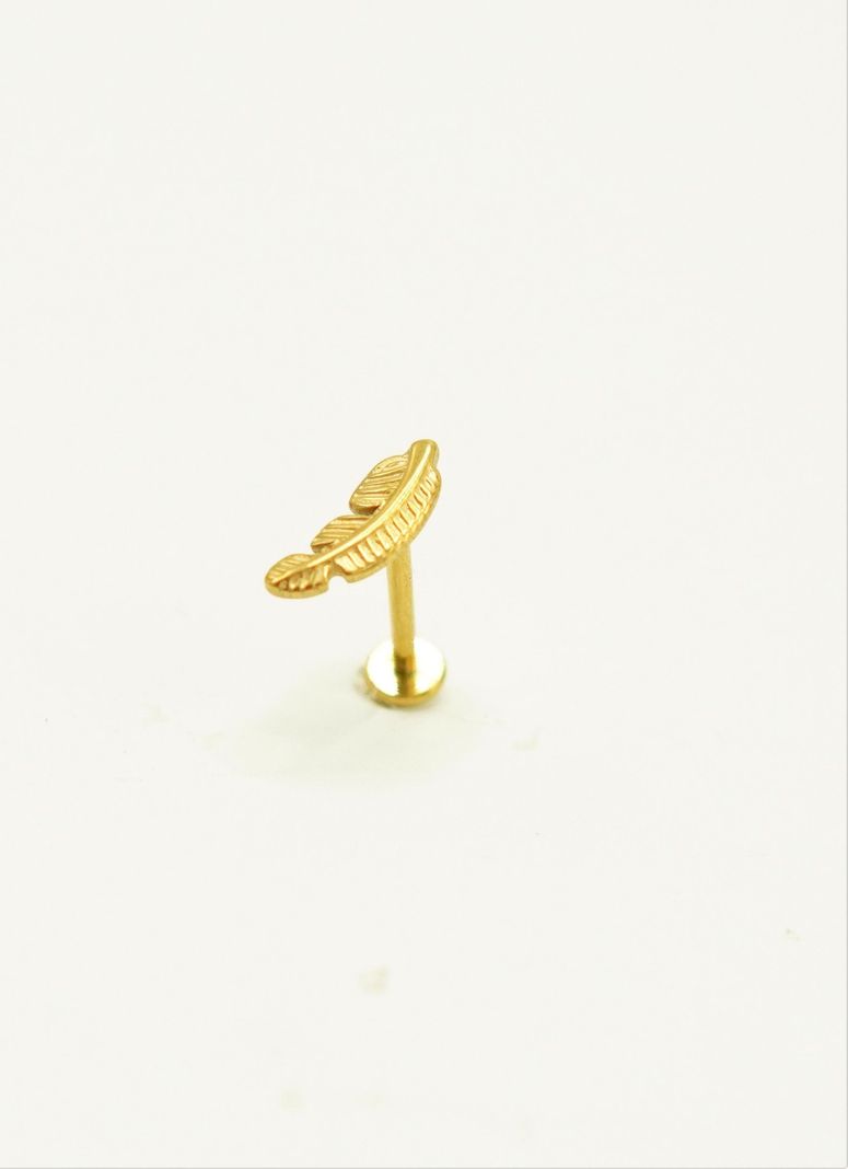 Piercing Labret Titanio Astm F136 G23 Hoja Chapada En Oro-4