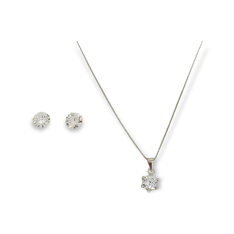 Set Cadena + Aros Punto Luz Moissanita Certificado-0