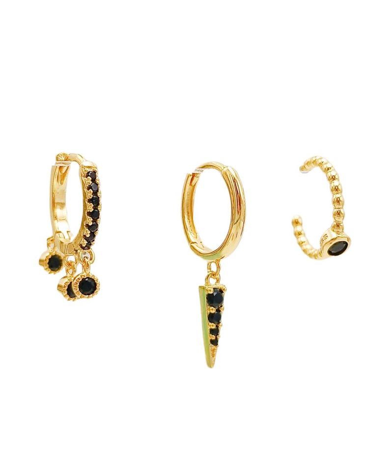 Pack Aros Black Star chapados En Oro 18k