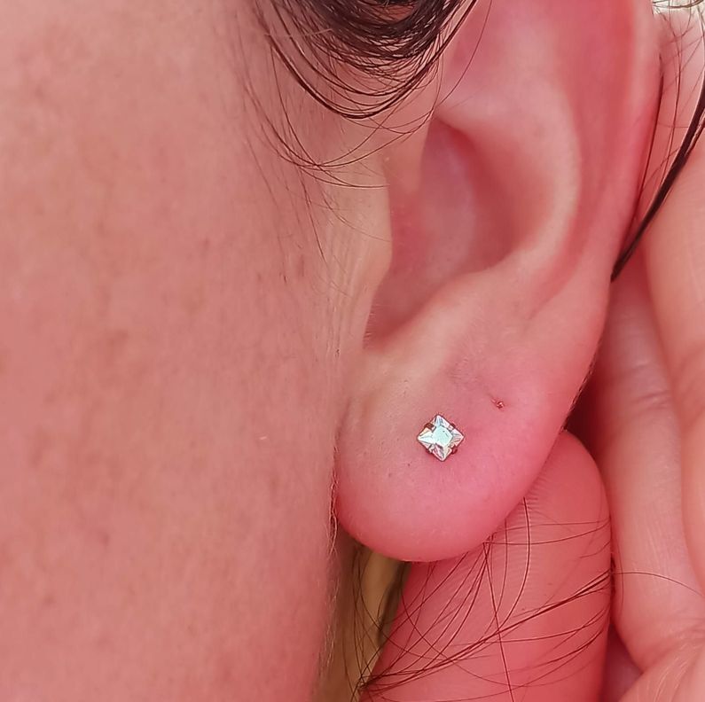 Aros Punto de Luz Acero Inoxidable Tornasol Zirconio Cuadrado 3mm-5