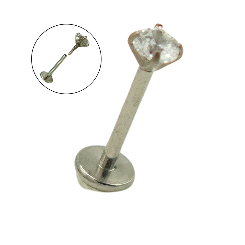 Piercing Labret Perno Tornillo Punto Luz Titanio Astm F136-0