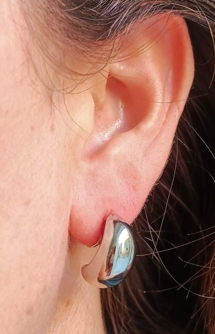 Aros Gota Huggies Chapado En Plata Earcuff Sin Perforación-2