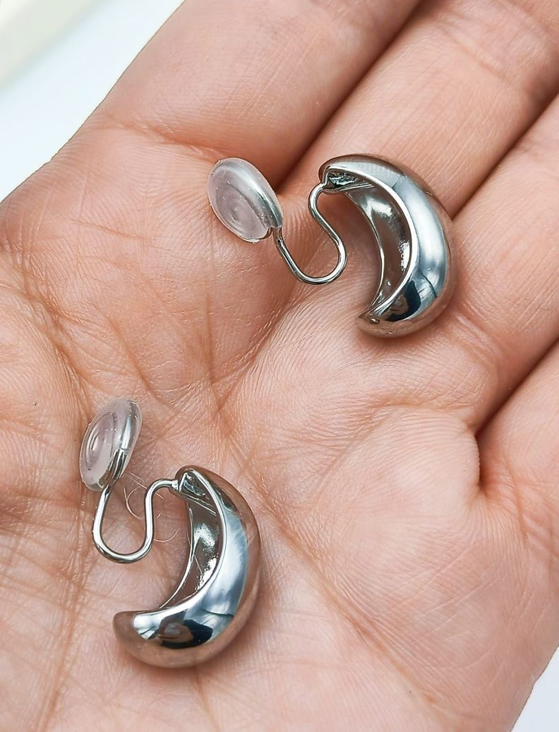 Aros Gota Huggies Chapado En Plata Earcuff Sin Perforación-3