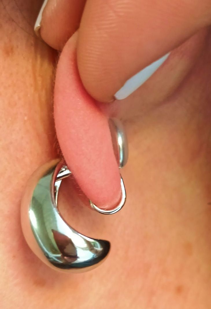 Aros Gota Huggies Chapado En Plata Earcuff Sin Perforación-5