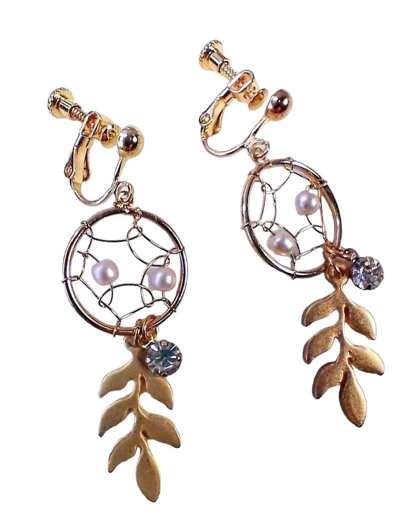 Aros aretes pendientes sin hoyos sin perforaciones atrapasueños perla zirconia-3