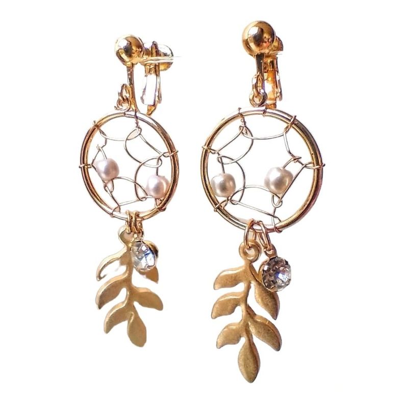 Aros aretes pendientes sin hoyos sin perforaciones atrapasueños perla zirconia-0