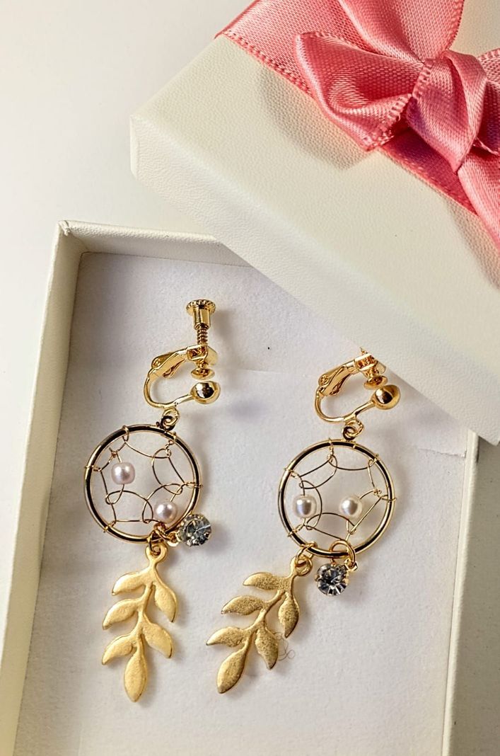 Aros aretes pendientes sin hoyos sin perforaciones atrapasueños perla zirconia-1