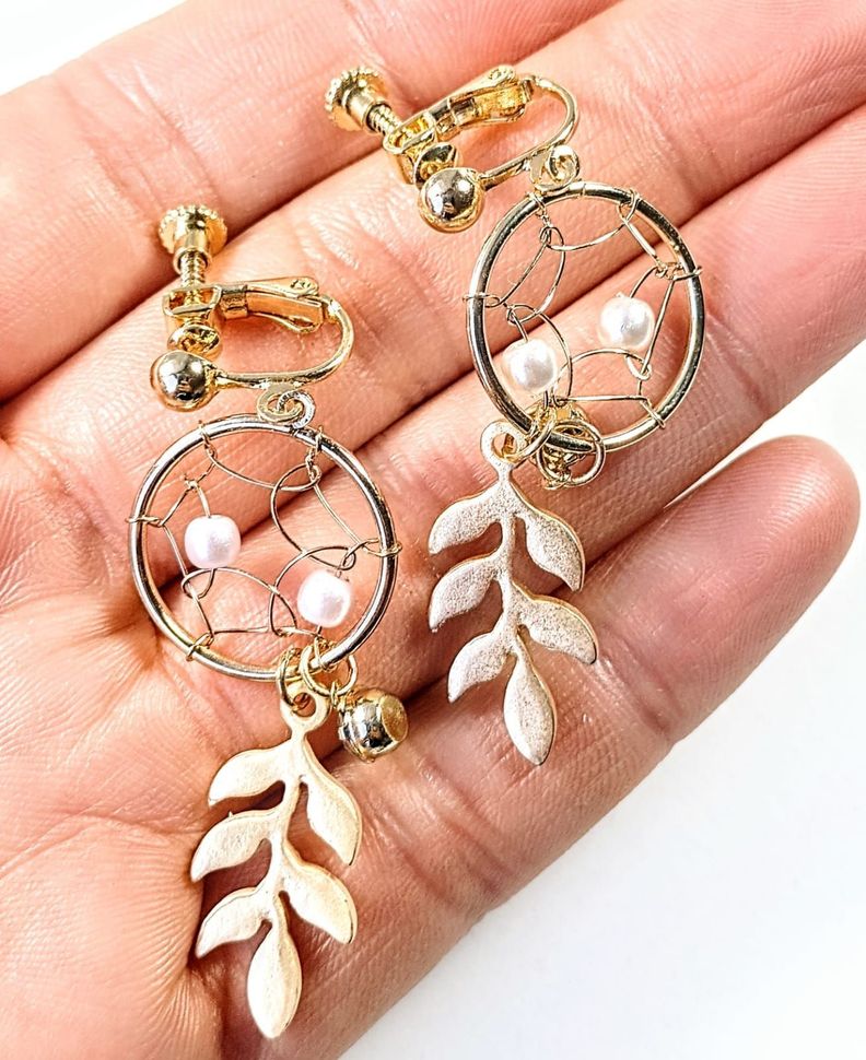 Aros aretes pendientes sin hoyos sin perforaciones atrapasueños perla zirconia-4
