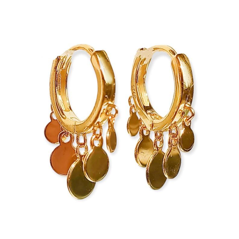 Pack Aros Punto De Luz Argollas Huggies Plata Bañado Oro 18k-4