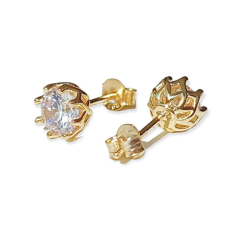 Pack Aros Punto De Luz Argollas Huggies Plata Bañado Oro 18k-3