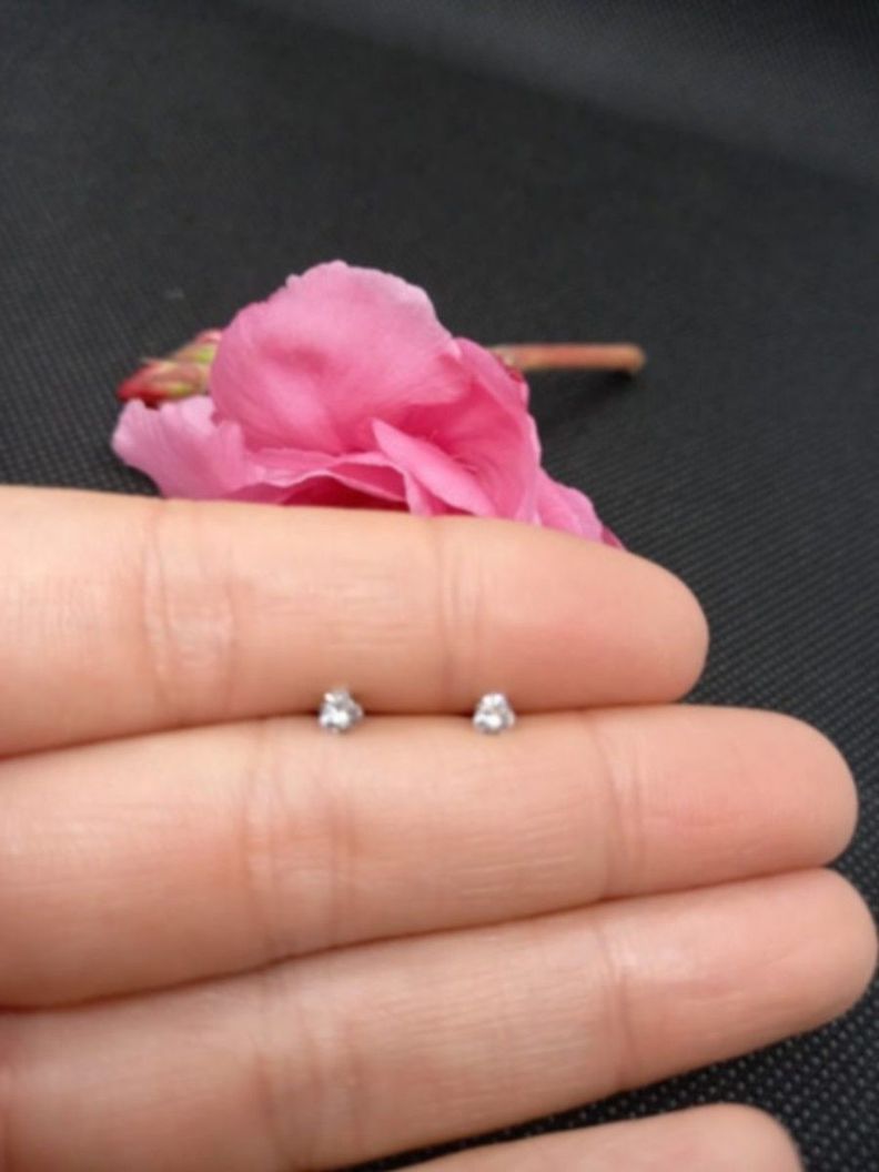 Aros Punto de Luz Acero Inoxidable Blanco Zirconio Corazon 3mm-3