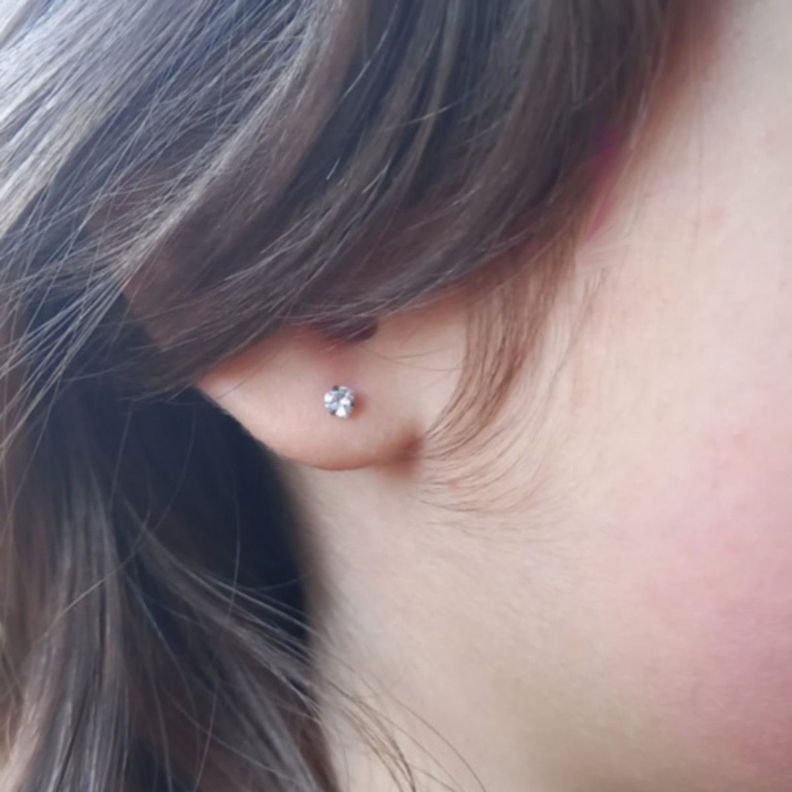 Aros Punto de Luz Acero Inoxidable Blanco Zirconio Corazon 3mm-6
